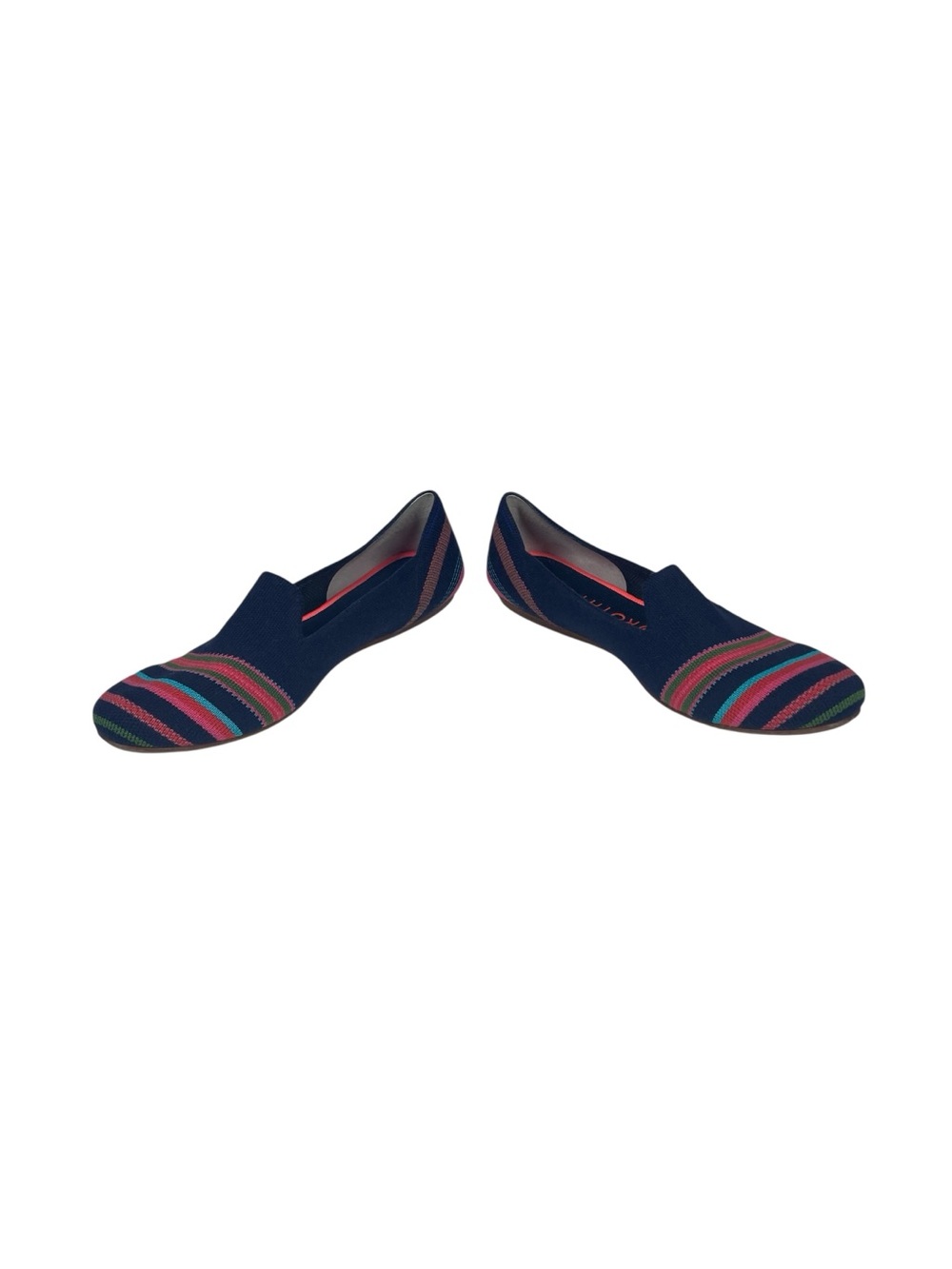 Rothy’s Merino Wool Flat Ballet Shoes Size 10 Knit Upper Navy Ribbon Stripe - Picture 4 of 8